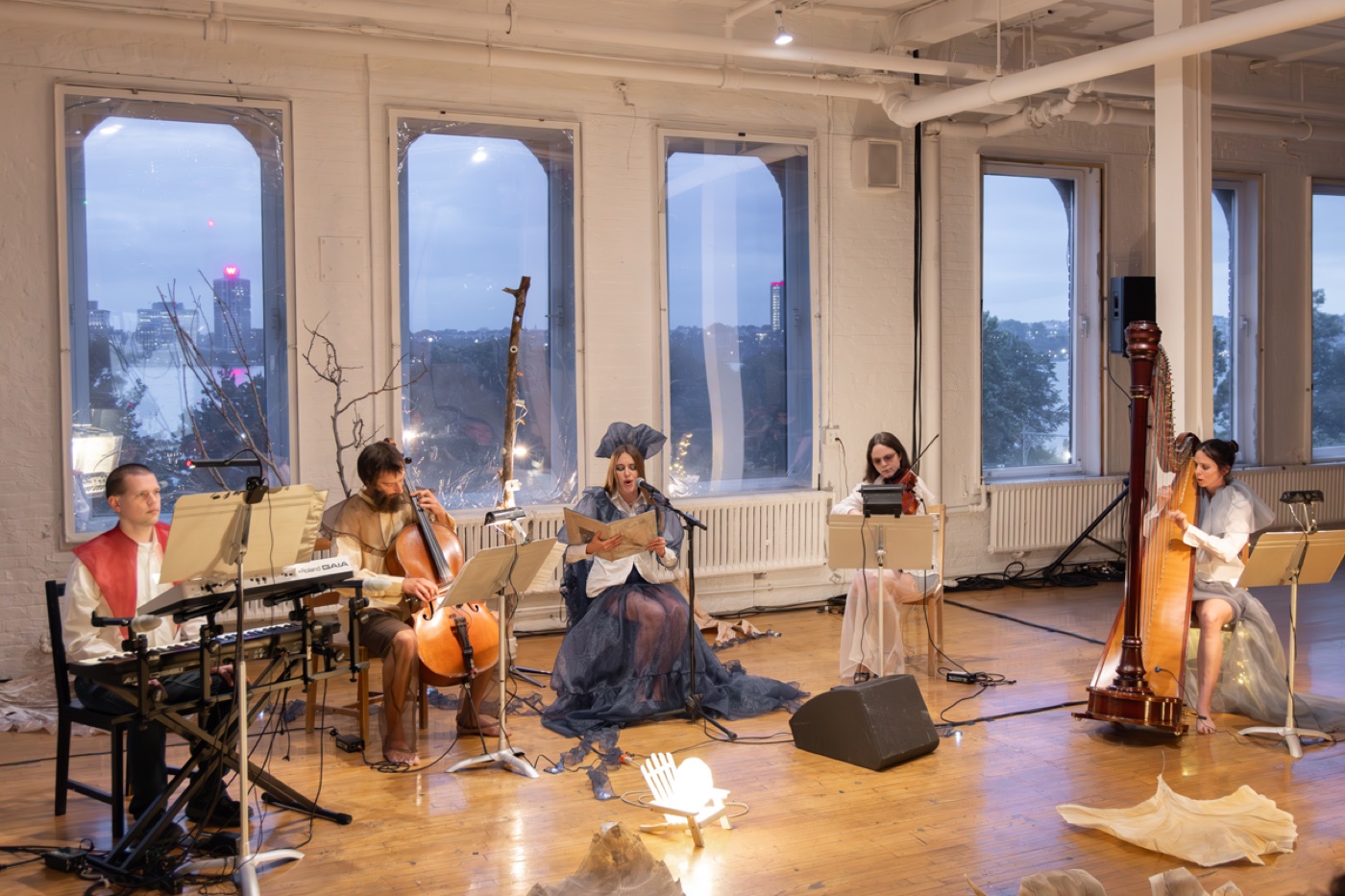 The Kitchen NYC harp performance - Esther Sibiude with ensemble 2023